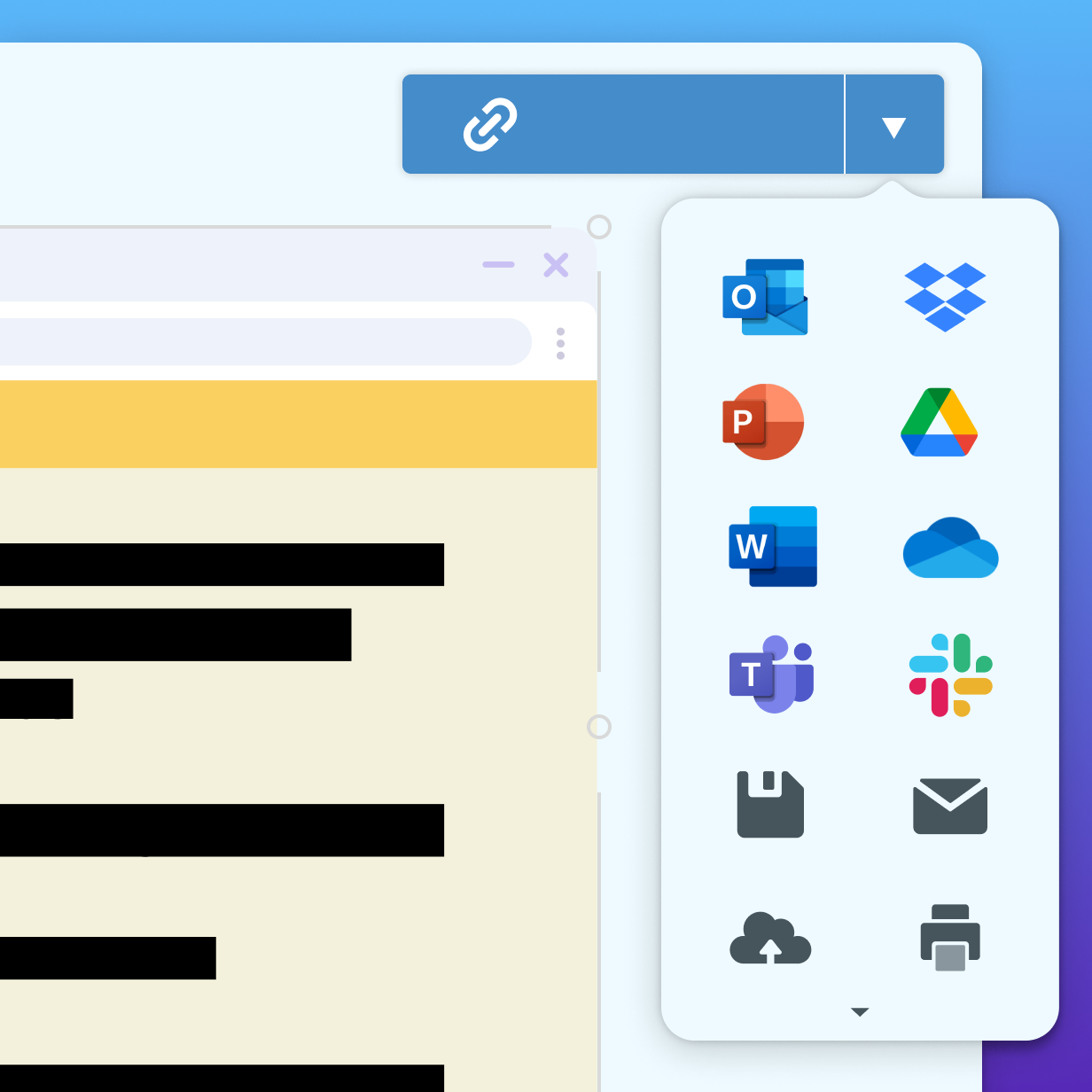 Sharing options in Snagit for a redacted screenshot